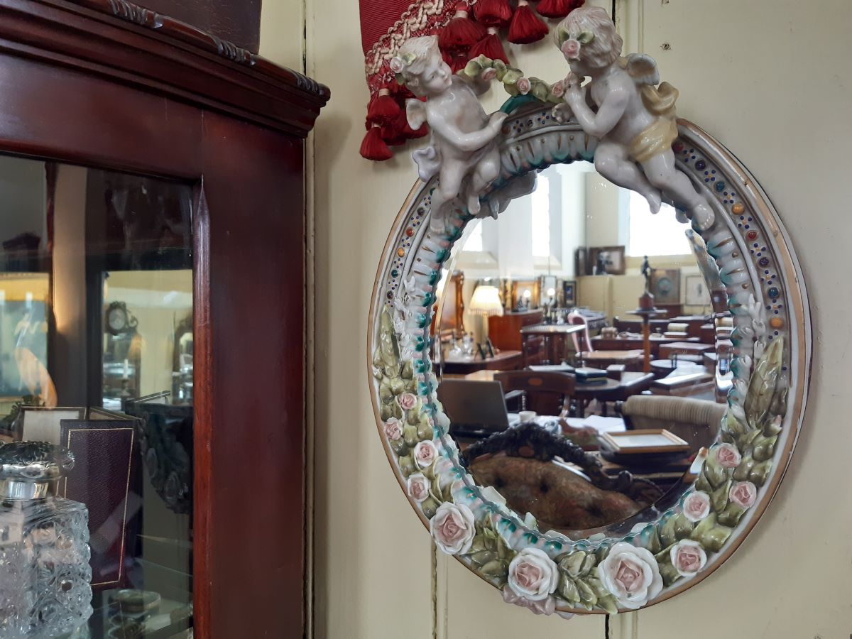 German porcelain wall mirror